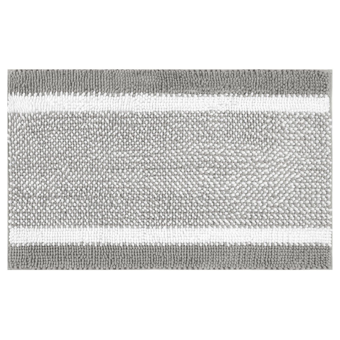 Unique Bargains Chenille Striped Bathroom Rug Mat Non-Slip Soft Plush Shaggy Bath Carpet Grey 20" x 32"