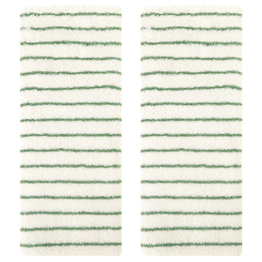 Unique Bargains Classic Stripe Bath Hand Towels Cotton Soft Absorbent Light Green 2-Piece
