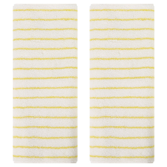 Unique Bargains Classic Stripe Bath Hand Towels Cotton Soft Absorbent Light Yellow 2-Piece