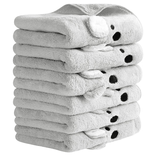 Unique Bargains Coral Soft and Absorbent Rabbit Pattern Towel Set Grey 6-Piece