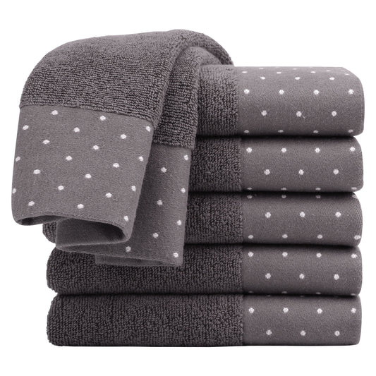 Unique Bargains Cotton 600 GSM Absorbent Hand Towel Set 14" x 30" Taupe Gray 6 Pcs