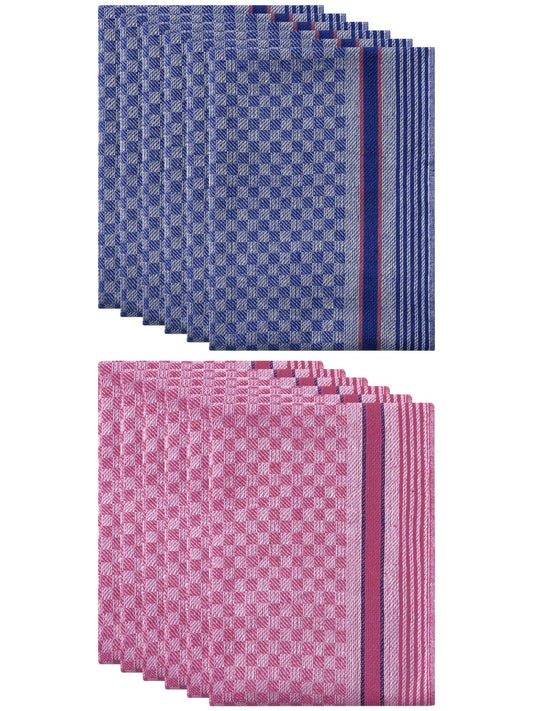 Unique Bargains Cotton Soft Waffle Weave Kitchen Dishcloths 15" x 25" Blue Pink