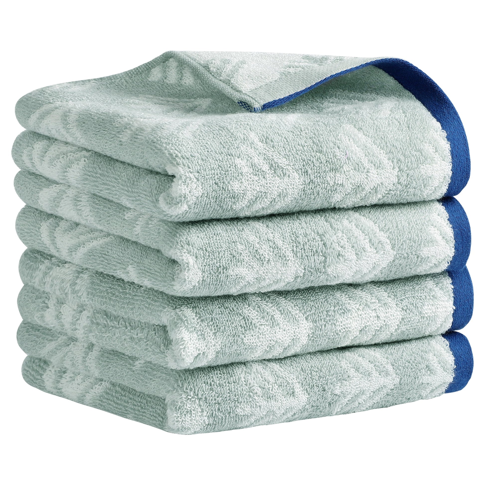 Unique Bargains Cute Pattern Cotton Hand Towel Set for Kitchen Bathroom Green 4-Piece