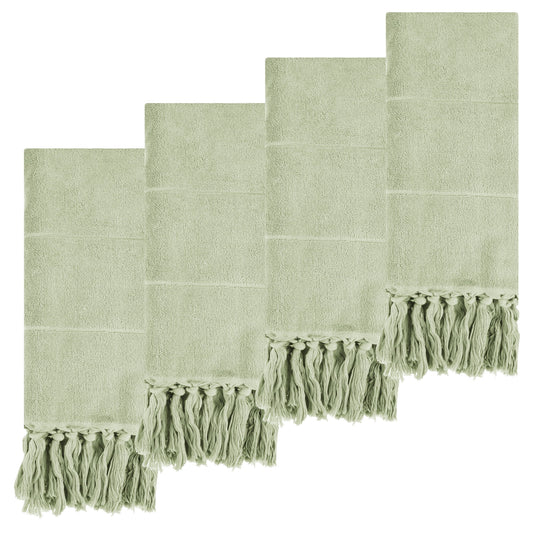 Unique Bargains Decorative Turkish Hand Towels for Bathroom Green 4 Pieces