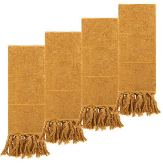 Unique Bargains Decorative Turkish Hand Towels for Bathroom Yellow 4 Pieces