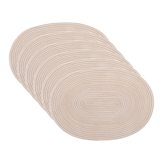 Unique Bargains Farmhouse Placemats Oval Placemats for Dining Table 6pk Beige 19.7x14Inch