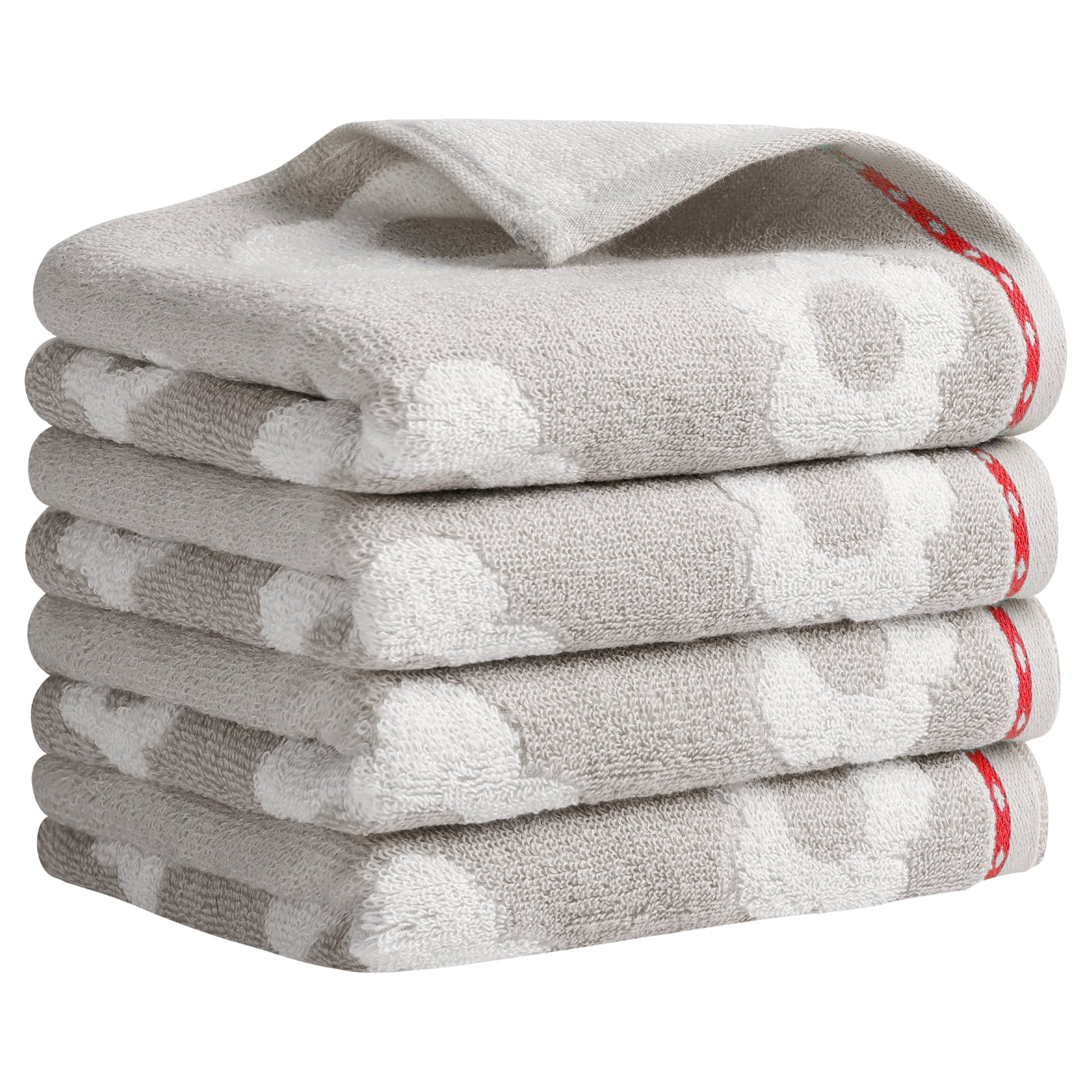 Unique Bargains Floral Cotton Absorbent Decorative Towel Grey 4-Piece