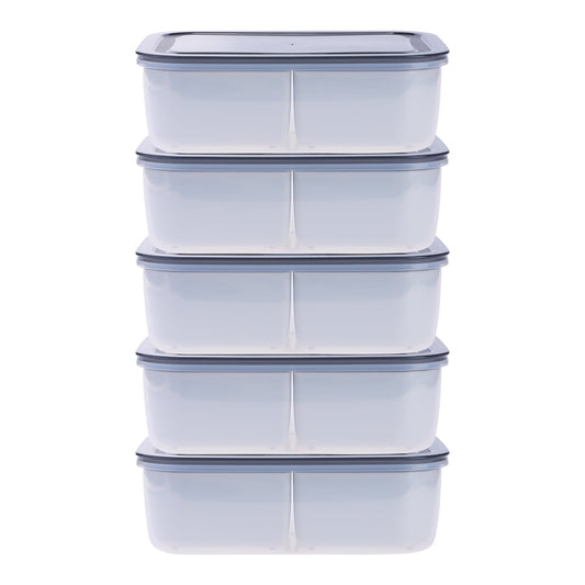 Unique Bargains Food Storage Containers Meal Prep 5 Packs 3 Grids-No Hollow