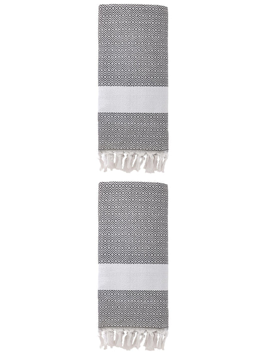 Unique Bargains Geometric Sandproof Turkish Beach Towel Dark Grey 71"x40"