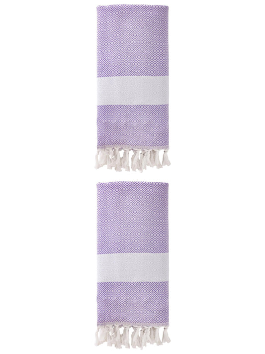 Unique Bargains Geometric Sandproof Turkish Beach Towel Light Purple 71"x40"