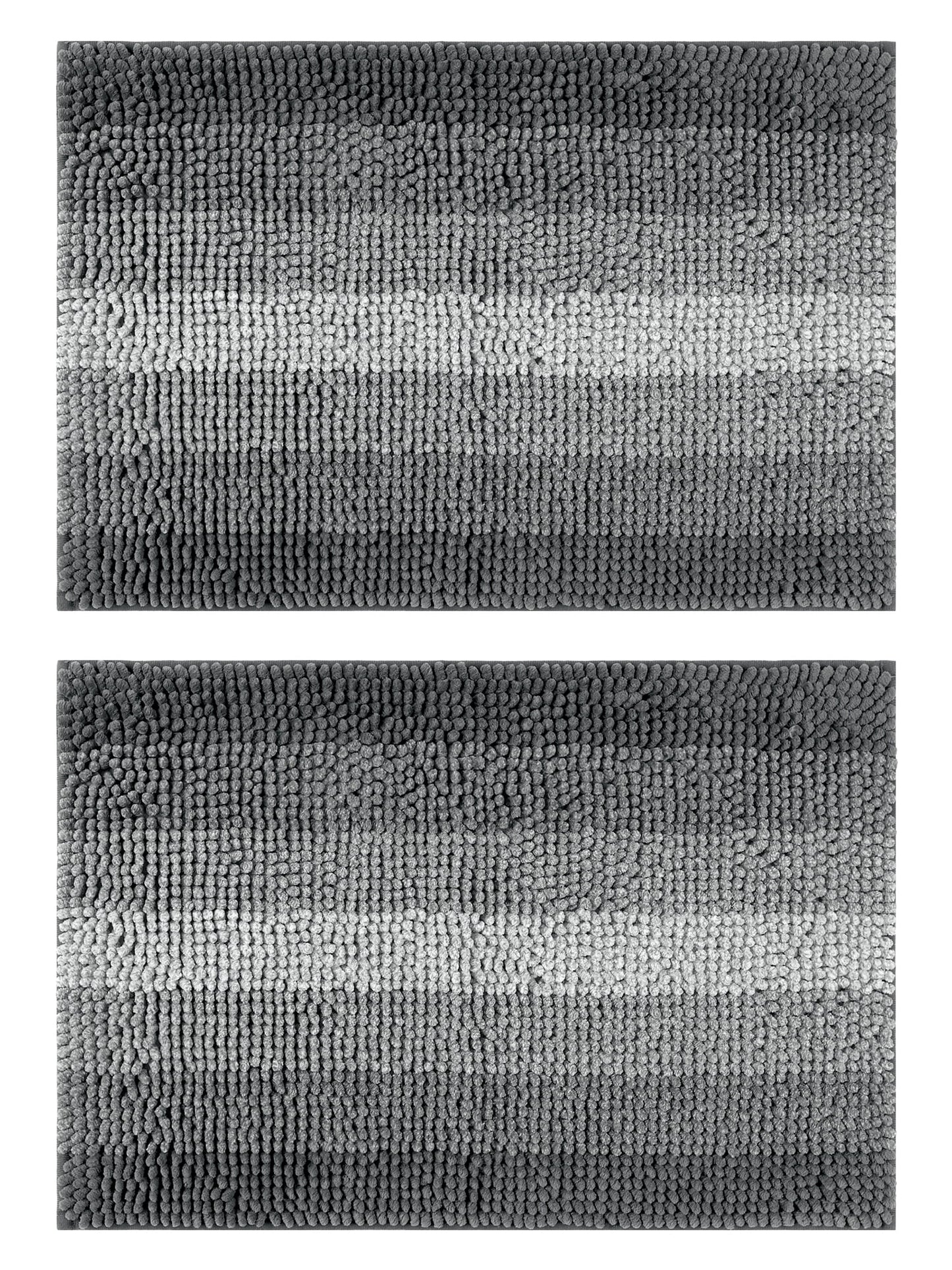 Unique Bargains Gradient Color Striped Bath Mats 2 Pcs Non-Slip Bathroom Rugs Black 20" x 32"