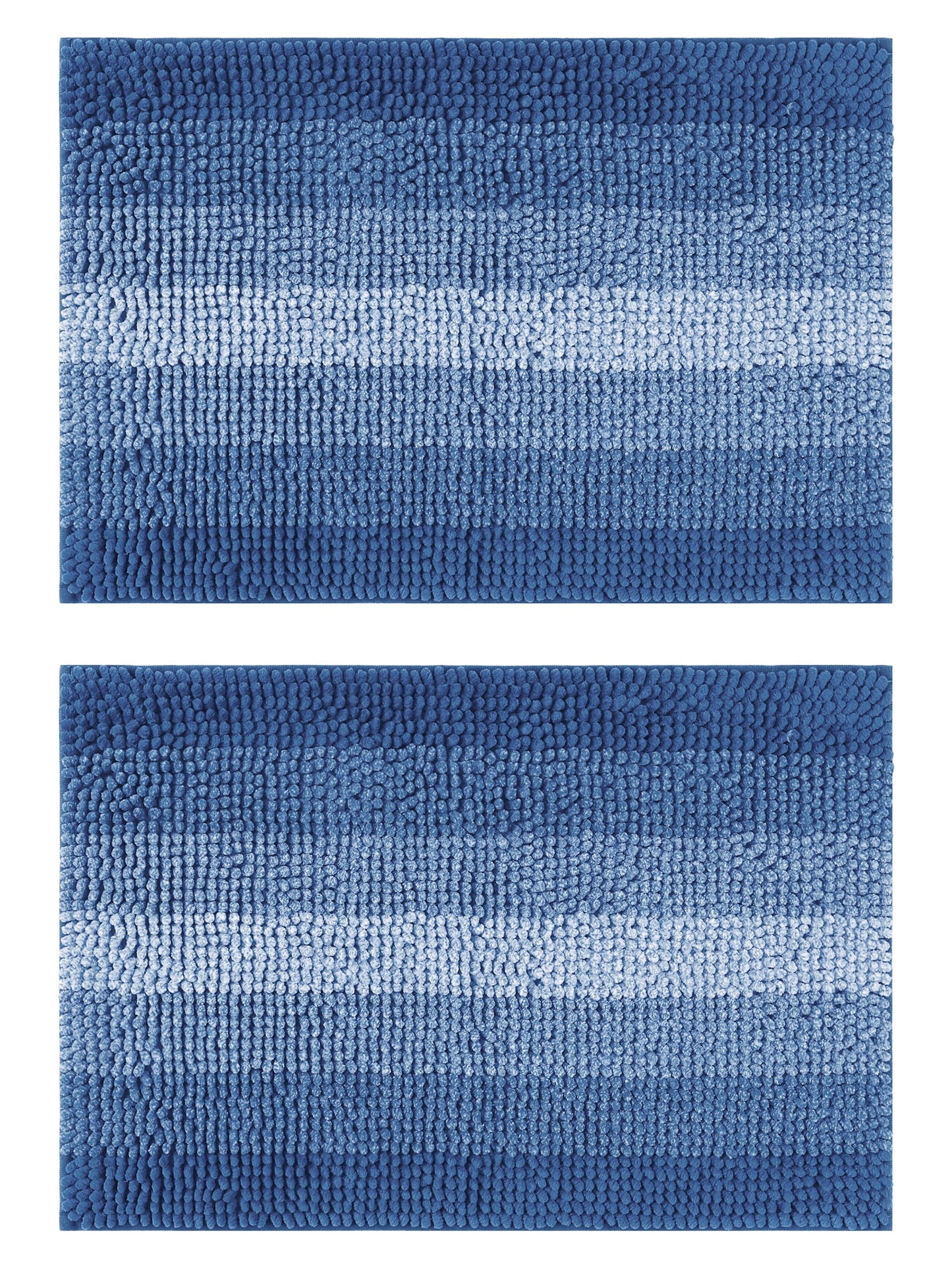 Unique Bargains Gradient Color Striped Bath Mats 2 Pcs Non-Slip Bathroom Rugs Navy Blue 16" x 24"