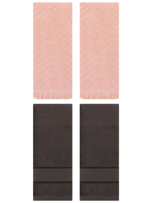 Unique Bargains Hand Towel 4 Pcs Dark Brown/Orange 14" x 30"/13" x 29"