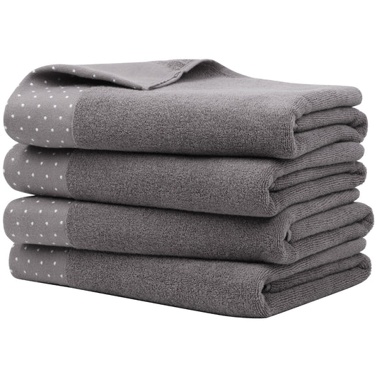 Unique Bargains Hand Towel Set 27" x 54" Soft 100% Combed Cotton 600 GSM Luxury Towels 4 Taupe Gray