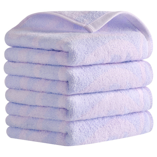 Unique Bargains Heart Love Pattern Hand Towels Pure Cotton Purple 4-Pieces