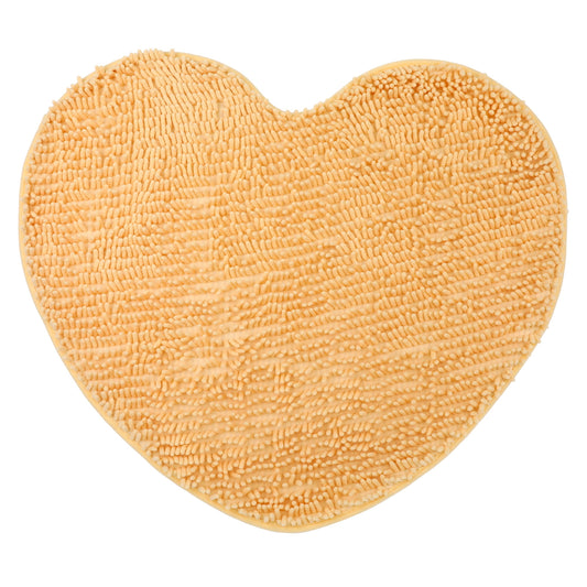 Unique Bargains Heart Shaped Chenille Bath Rugs Soft Shaggy Bath Mat Yellow 28" x 32"