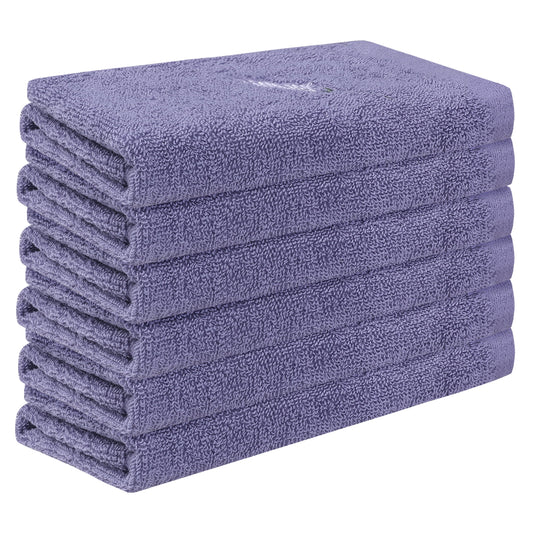 REGALWOVEN Lavender Cotton Pattern Washcloths Highly Absorbent Low Linting Face Towel Dark Purple 6