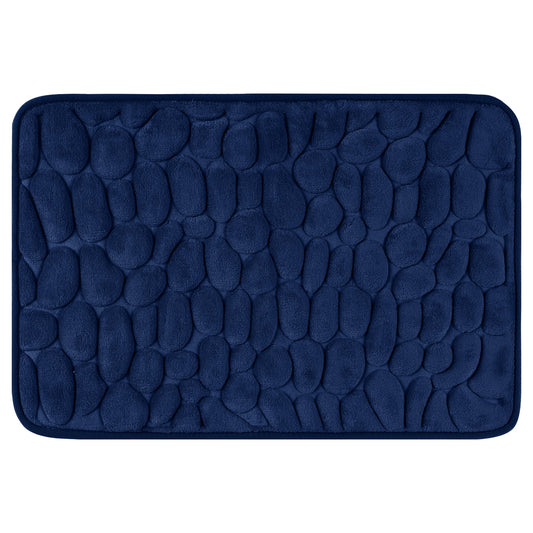 Unique Bargains Memory Foam Soft Bath Mat Quick Dry Bath Carpet Rug Navy Blue 16"x24"