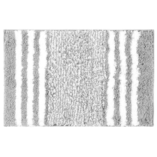 Unique Bargains Microfiber Bath Rugs Fluffy Striped Non-Slip Floor Mat Grey 20"x32"