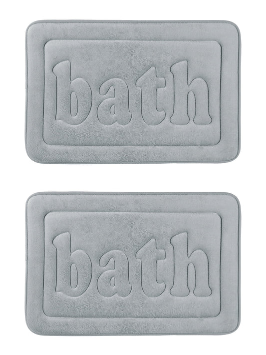Unique Bargains Non Skid Memory Foam Bath Mats 2 Pcs Absorbent Quick Dry Bathroom Rugs Light Grey 16" x 24"
