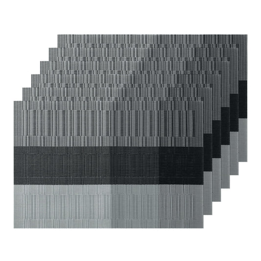 Unique Bargains Placemats Set of 6, Heat-Resistant Placemat, Polyvinyl Chloride Place Mats Silver Grey 18x12 inch