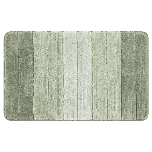 Unique Bargains Plush Gradient Striped Bath Rugs Microfiber Shaggy Mat with TPR Backing Green 20" x 32"