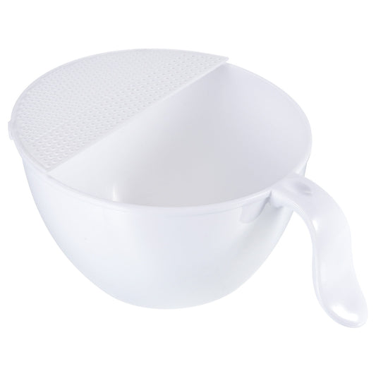 Unique Bargains Rice Washing Bowl PP Food Strainer Colander Drain Basket Wash Strainers White