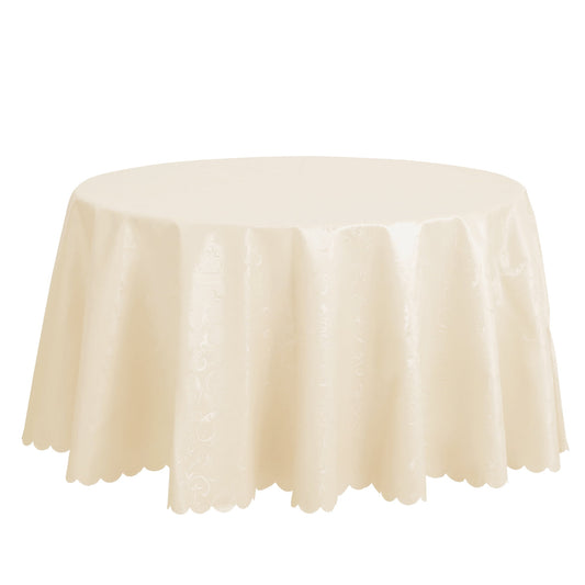 Unique Bargains Round Waterproof Vinyl Tablecloth, Wrinkle-Resistant Table Cover, Suitable Champagne 71x71inch