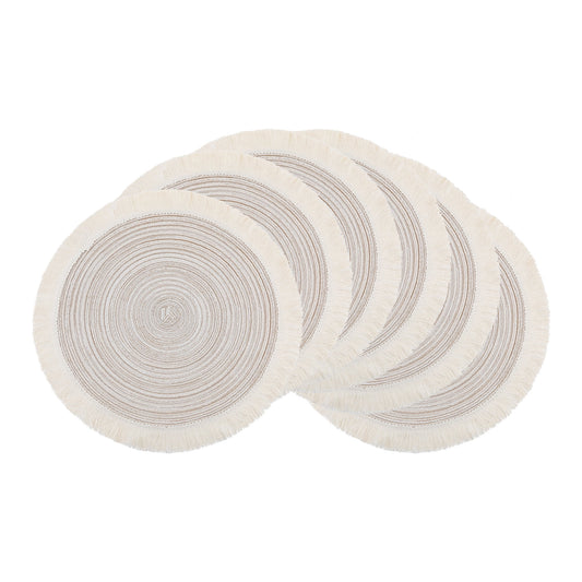 Unique Bargains Rustic Rattan Place Mats Set of 6 for Dining Table Decor Beige 15x15in