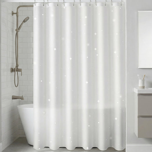Unique Bargains Semi-Transparent PEVA Bath Curtain Sets White Star 71"W x 71"L