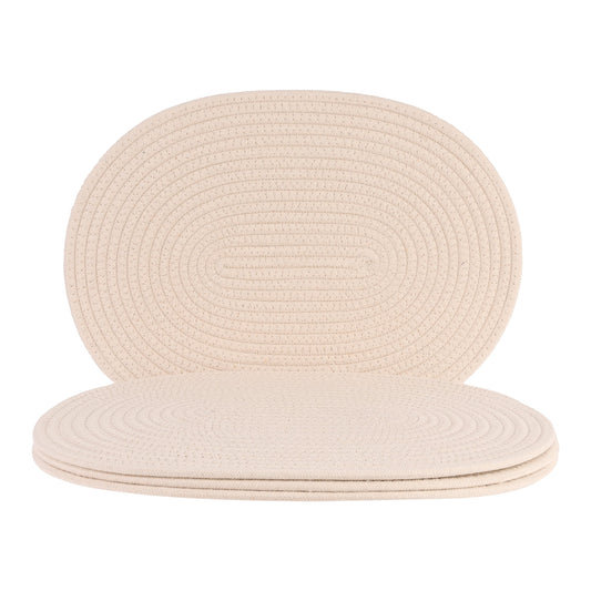Unique Bargains Set of 4 Cotton Rope Placemats for Dining Table Decor Table Mat Khaki