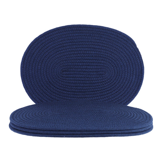 Unique Bargains Set of 4 Cotton Rope Placemats for Dining Table Decor Table Mat Navy Blue