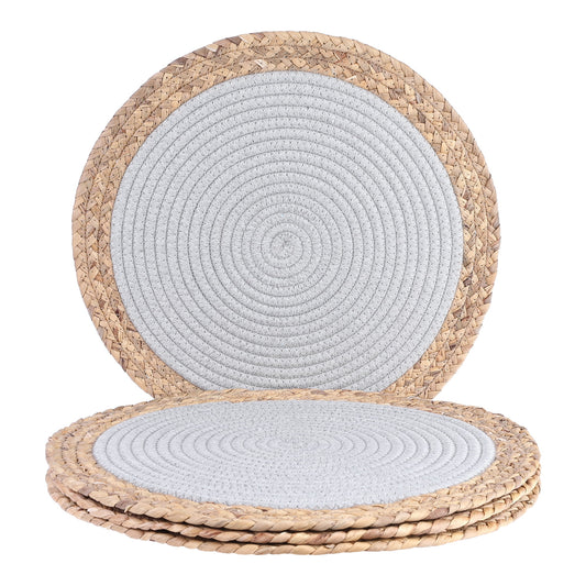 Unique Bargains Juego de 4 Manteles Individuales para DecoraciÃ³n de Mesa de Comedor Manteles Gris Claro 14x14in