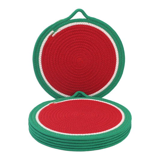 Unique Bargains Set of 6 Farmhouse Round Woven Placemats for Dining Table Decor Yellow