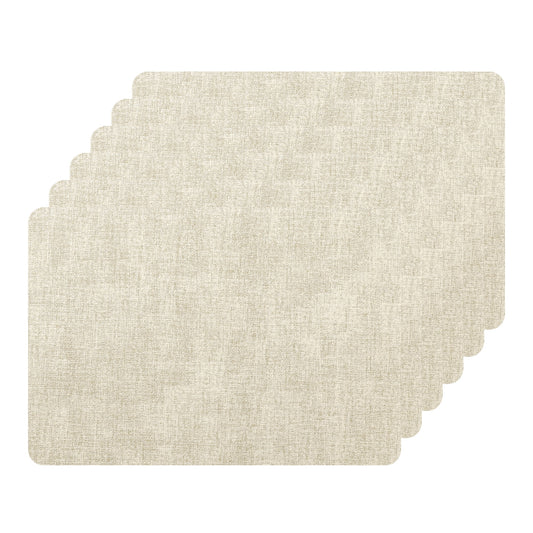 Unique Bargains Set of 6 Faux Leather Heat Resistant Waterproof Dining PU Place Mats Beige