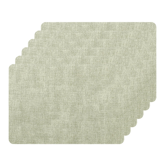 Unique Bargains Set of 6 Faux Leather Heat Resistant Waterproof Dining PU Place Mats Light Green