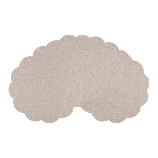 Unique Bargains Set of 6 Flower Placemats for Kitchen Beige 15*15in