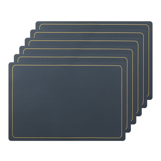 Unique Bargains Set of 6 Heat Resistant Faux Leather Placemats for Kitchen Dining Room Dark Blue