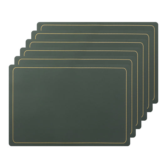 Unique Bargains Set of 6 Heat Resistant Faux Leather Placemats for Kitchen Dining Room Dark Green