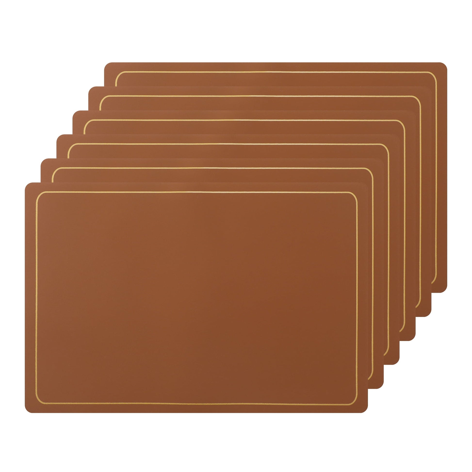 Unique Bargains Set of 6 Heat Resistant Faux Leather Placemats for Kitchen Dining Room Khaki