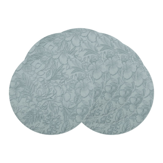 Unique Bargains Set of 6 Leather Round Placemats for Kitchen Dining Table Blue