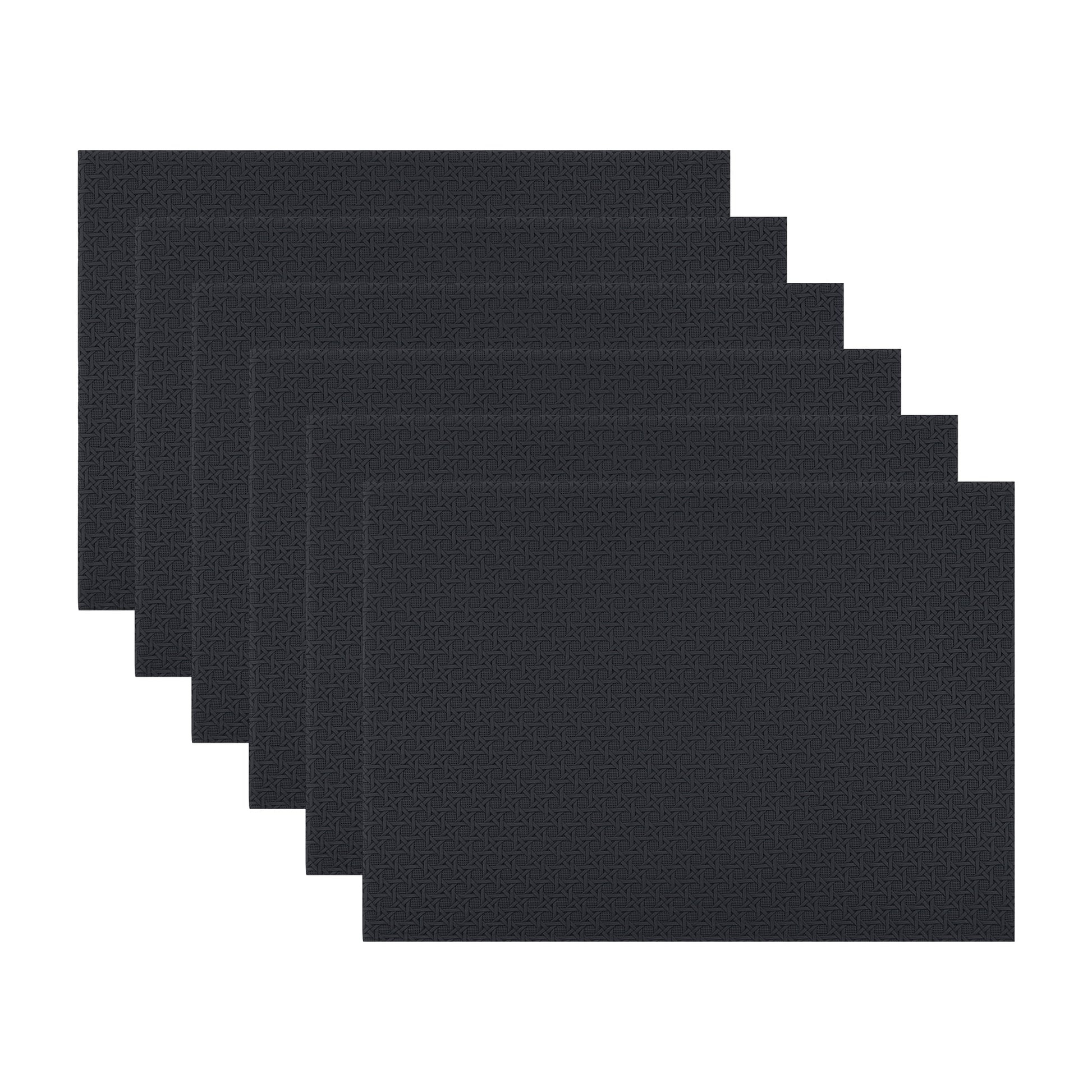 Unique Bargains Set of 6 Woven Placemats for Dining Black 17*12in