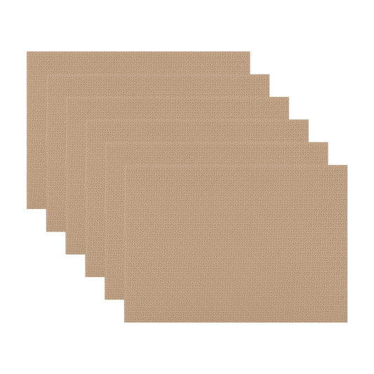 Unique Bargains Set of 6 Woven Placemats for Dining Khaki 17*12in