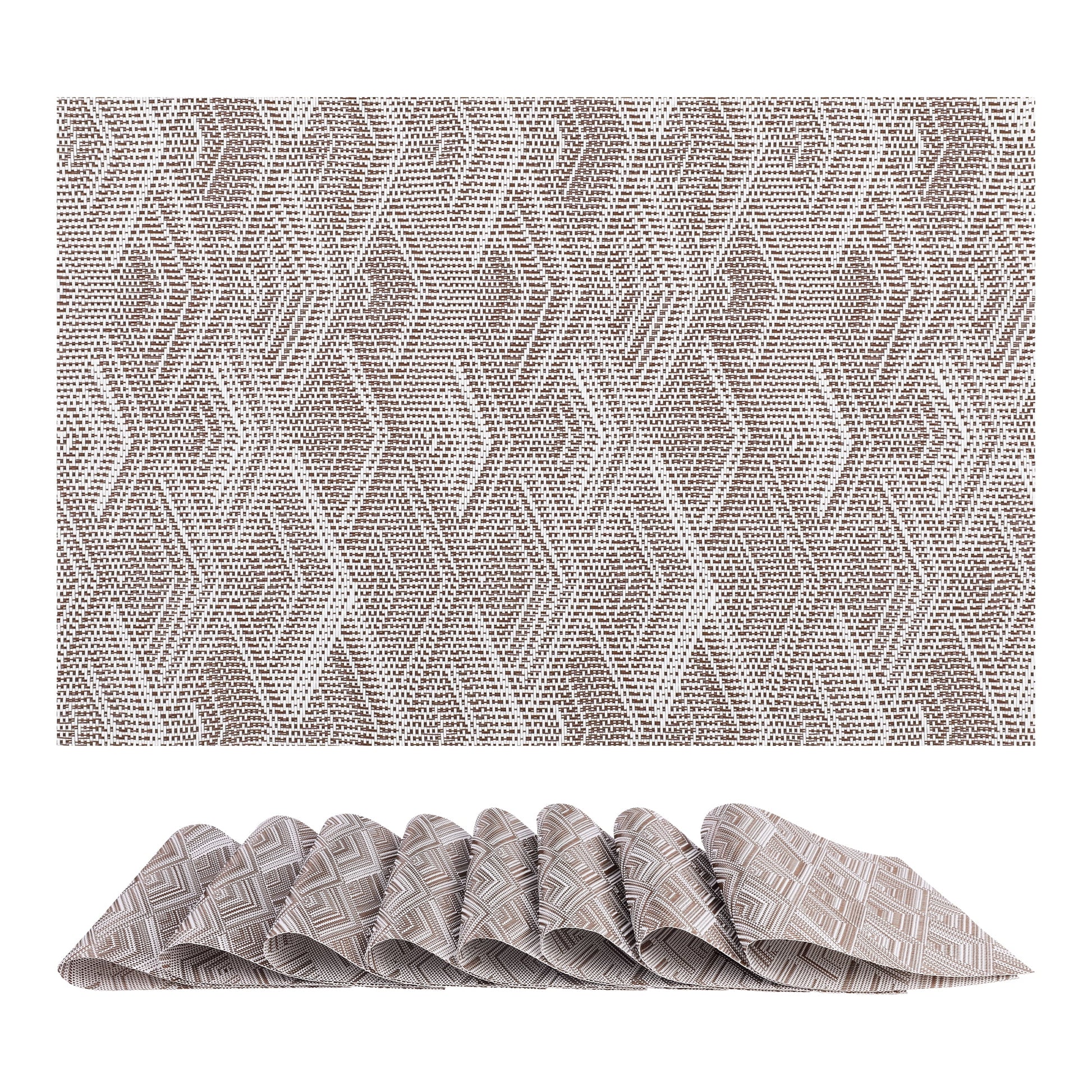 Unique Bargains Set of 8 Placemats for Dining Table Wipeable Table Mat Coffee 18x12Inch