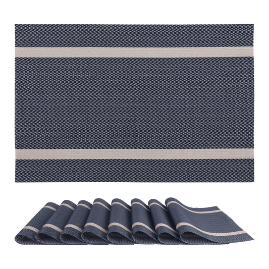 Unique Bargains Set of 8 Vinyl Placemats for Kitchen Washable Table Placemats Brown
