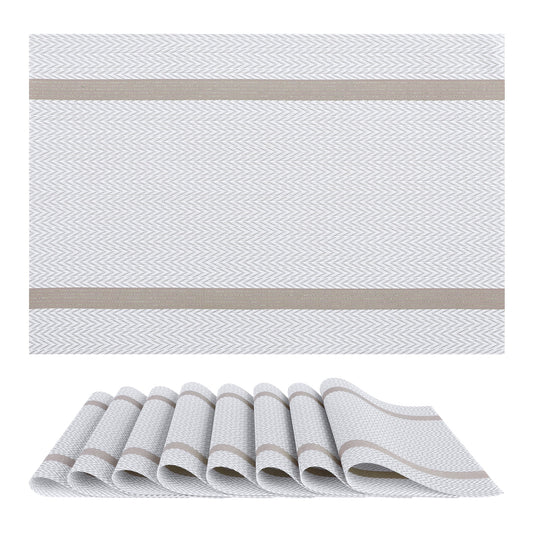 Unique Bargains Set of 8 Vinyl Placemats for Kitchen Washable Table Placemats White