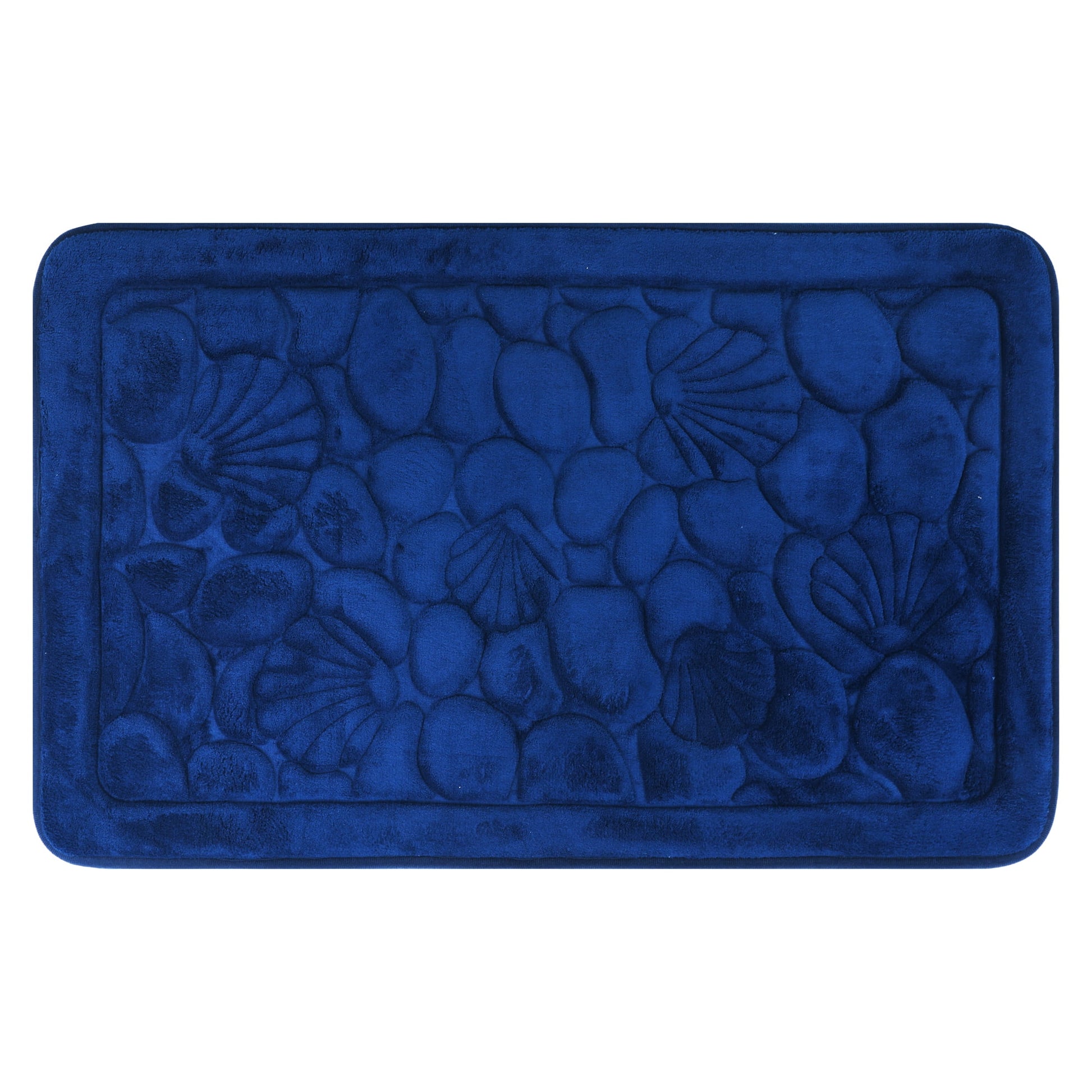 Unique Bargains Shell Pattern Bath Mat Memory Foam Non-Slip Bath Rugs Dark Blue 20" x 32"