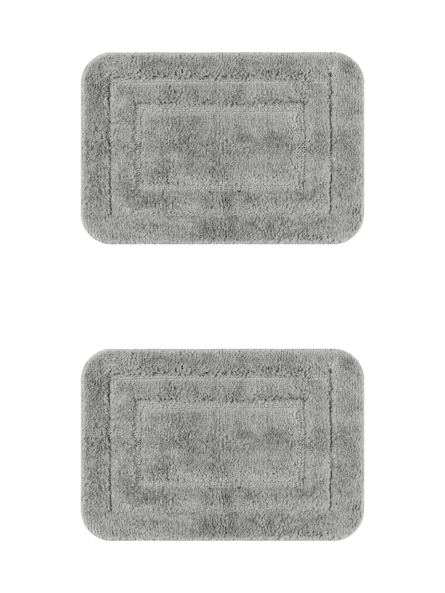 Unique Bargains Soft Absorbent Bath Mats 2 Pcs Non-Slip Plush Bathroom Rugs Dark Gray 16" x 24"