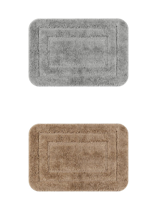 Unique Bargains Soft Absorbent Bath Mats 2 Pcs Non-Slip Plush Bathroom Rugs Dark Gray/Light Grey 20" x 32"