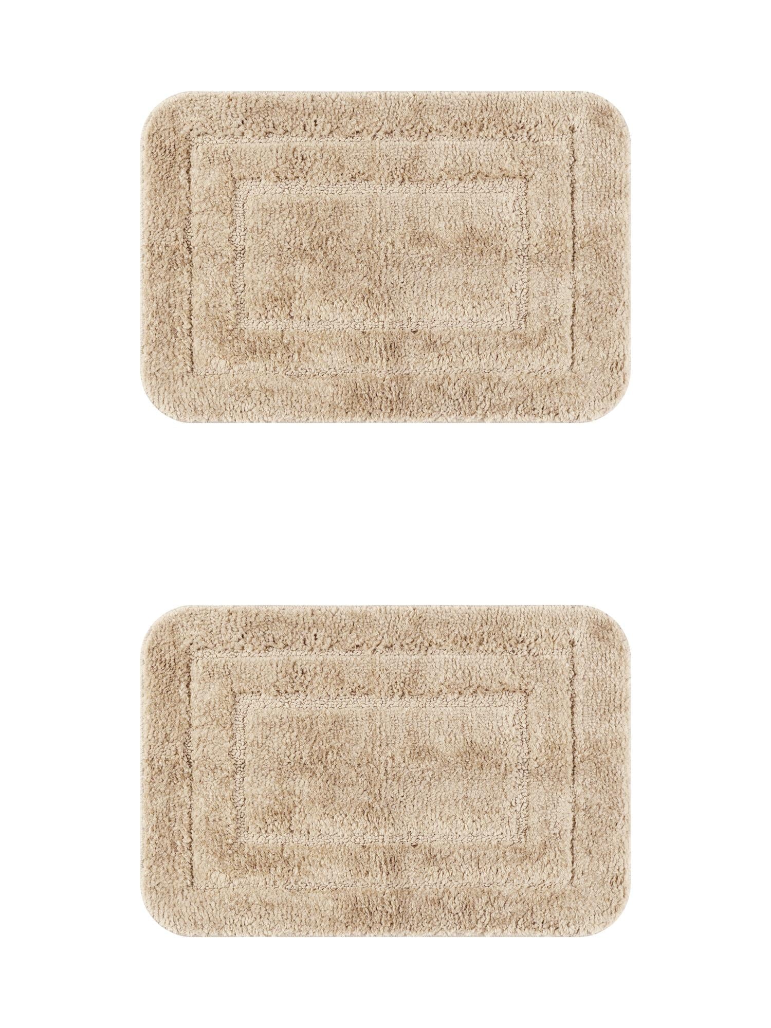Unique Bargains Soft Absorbent Bath Mats 2 Pcs Non-Slip Plush Bathroom Rugs Khaki 16" x 24"/20" x 32"